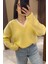 Yakası Renkli Triko Kazak- Sarı 3