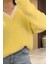 Yakası Renkli Triko Kazak- Sarı 4