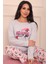 Kadın Powerpuff Girls Sloganlı ve Altı Desenli Bisiklet Yaka Uzun Kol Altı Uzun Penye Pijama Takımı 4