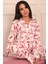 Kadın Fiyonk ve Nice Slogan Desenli Önü Düğmeli Uzun Kol Altı Uzun Süet Pijama Takımı 1