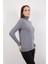 Kadın Gri Çıtçıtlı Kollu Balıkçı Yaka Triko Bluz 4