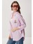Nakışlı Çizgili Oversize Poplin Gömlek LXA0008 Pembe 1
