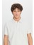 %100 Pamuk Slim Fit Dar Kesim Polo Yaka Jakarlı Triko Tişört 4