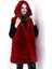 Kadın Kapşonlu Peluş Kürk Yelek Premium Kalite, Tam Astarlı, Uzun Model - Kırmızı 1