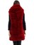 Kadın Kapşonlu Peluş Kürk Yelek Premium Kalite, Tam Astarlı, Uzun Model - Kırmızı 3