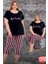 Lady Büyük Beden Kısa Kollu Kapri Pijama Takımı 3