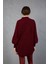 Kadın Bordo Simli Selanik Örgü Reglan Balon Kollu Choker Yaka Triko Kazak 6