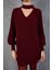 Kadın Bordo Simli Selanik Örgü Reglan Balon Kollu Choker Yaka Triko Kazak 7