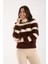 Kadın Acı Kahve Sakal Iplik Taş Detaylı Yarım Balıkçı Yaka Triko Kazak 1