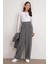 4754 Kadın Çizgili Çapraz Bel Pantolon Gri 1