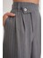 4754 Kadın Çizgili Çapraz Bel Pantolon Gri 6