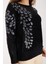 Kadın Siyah Sakal Iplik Boncuk Nakışlı Bisiklet Yaka Triko Bluz 3