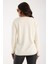 Kadın Ekru Elit Viskon Kumaş Kontrast Sim Biyeli V Yaka Triko Bluz 5