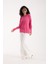 Kadın Fuşya Viskon Vortex Iplik Taş Detaylı Bisiklet Yaka Simli Triko Bluz 7