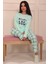 Kadın Dream Big Sloganlı Bisiklet Yaka Uzun Kol Altı Uzun Penye Pijama Takımı 4