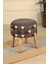 pufcuk Dekoratif rahat ve konforlu puf - gri renkli - nakışlı - gürgen ayaklı - yuvarlak puf - çok amaçlı kullanım - modern bench 4