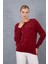 Kadın Bordo Sakal Iplik Inci Detaylı Bisiklet Yaka Triko Kazak 2