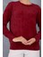 Kadın Bordo Sakal Iplik Inci Detaylı Bisiklet Yaka Triko Kazak 5