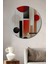 Kırmızı Siyah Geometrik Soyut Modern Sanat Ahşap Dekoratif Tablo Yuvarlak Tablo 1