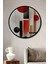 Kırmızı Siyah Geometrik Soyut Modern Sanat Ahşap Dekoratif Tablo Yuvarlak Tablo 2