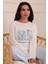 Kadın Sloganlı ve Pijama Desenli Bisiklet Yaka Uzun Kol Altı Uzun Penye Pijama Takımı 2
