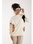 Kadın Ekru Viskon Kumaş Renk Bloklu Kayık Yaka Triko Bluz 2