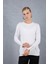Kadın Beyaz Çıtçıtlı Kollu Bisiklet Yaka Triko Bluz 1