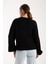 Kadın Siyah Selanik Örgü Bisiklet Yaka Simli Oversize Triko Kazak 5