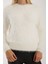 Kadın Ekru Sakal Iplik Bisiklet Yaka Triko Kazak 3