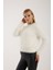 Kadın Ekru Sakal Iplik Bisiklet Yaka Triko Kazak 5