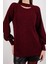 Kadın Bordo Reglan Balon Kollu Choker Yaka Simli Triko Kazak 4