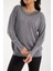 Kadın Gri Viskon Vortex Iplik Taş Detaylı Bisiklet Yaka Simli Triko Bluz 6