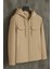 Erkek Oversize Premium Krem Kapşonlu Mont 2