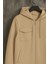 Erkek Oversize Premium Krem Kapşonlu Mont 3