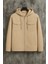 Erkek Oversize Premium Krem Kapşonlu Mont 6