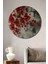 Kırmızı Gelincik Modern Sanat Yağlı Boya Görünümlü Ahşap Dekoratif Tablo Yuvarlak Tablo 1