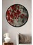 Kırmızı Gelincik Modern Sanat Yağlı Boya Görünümlü Ahşap Dekoratif Tablo Yuvarlak Tablo 2