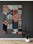 Gül Desenli Kareli Patchwork Ahşap Tablo Dikdörtgen Tablo 1