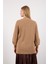 Kadın Bej Reglan Balon Kollu Choker Yaka Simli Triko Kazak 5