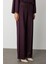 Pilise Detaylı Bordo Saten Dökümlü Pantolon 5