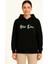 Üç Iplik Kapşonlu Ön ve Arka Baskılı Sweatshirt Hoodie- Siyah 3