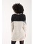 Kadın Ekru Simli Sakal Iplik Renk Bloklu Bisiklet Yaka Triko Kazak 7