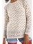 Kadın Ekru Simli Sakal Iplik Yan Yırtmaçlı Bisiklet Yaka Triko Kazak 4