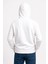 Erkek Üç Iplik Kapüşonlu Kanguru Cepli Sweatshirt Hoodie - Beyaz 3