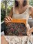Penalope Collection - Zincirli, Ahşap Burslu Kumaş Çanta, Clutch, El Çantası, Çanta 6