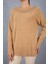 Kadın Bej Sakal Iplik Yan Yırtmaçlı Inci Detaylı Bisiklet Yaka Triko Kazak 5