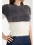 Kadın Füme-Ekru Sakal Iplik Iki Renkli Kısa Kollu Bisiklet Yaka Triko Kazak 4