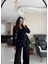 Siyah Blazer Ceket & Palazzo Pantolon Ikili Takım 3