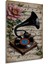 Romantik Nostaljik Müzik Gramofon Çiçek Sulu Boya Görünümlü Ahşap Dekoratif Tablo Dikdörtgen Tablo 4