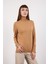 Kadın Bej Çıtçıtlı Kollu Balıkçı Yaka Triko Bluz 4